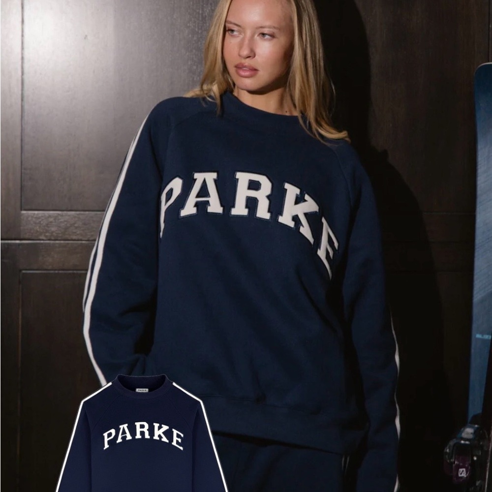 PARKE NWT Sport Stripe Mockneck Shadow Navy